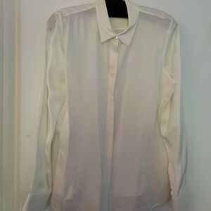 Theory Offwhite Cream Silk Blouse
